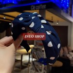 Diadema de tela con nudo cruzado, Diademas de nudo cruzado con estampado de lunas y flores
